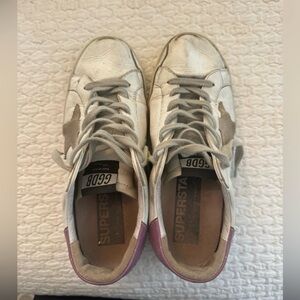 Golden Goose White and Gray Sneakers